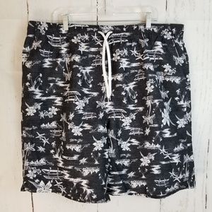 AD HOC Ocean Wear Board Shorts Sz XXL Black White